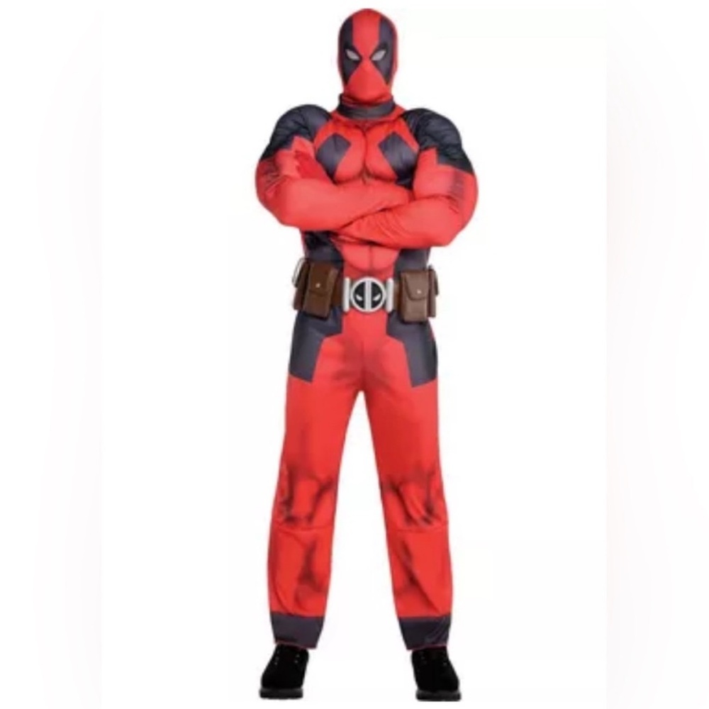 Marvel Red and Black Deadpool Muscle Adult Costume XXL